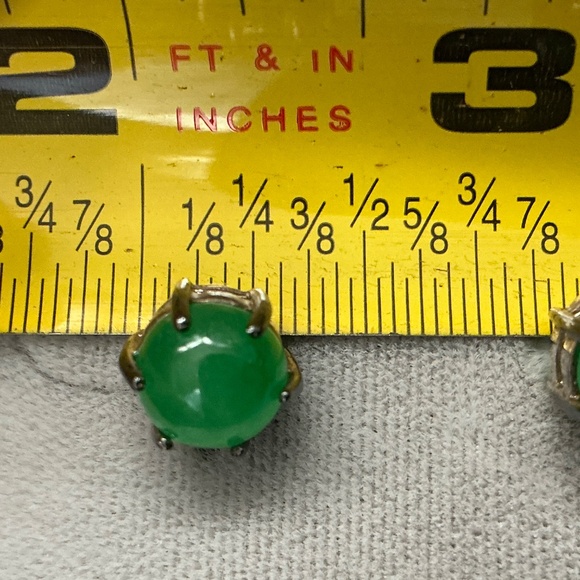 Genuine Jade Sterling Silver Earrings - Picture 4 of 5